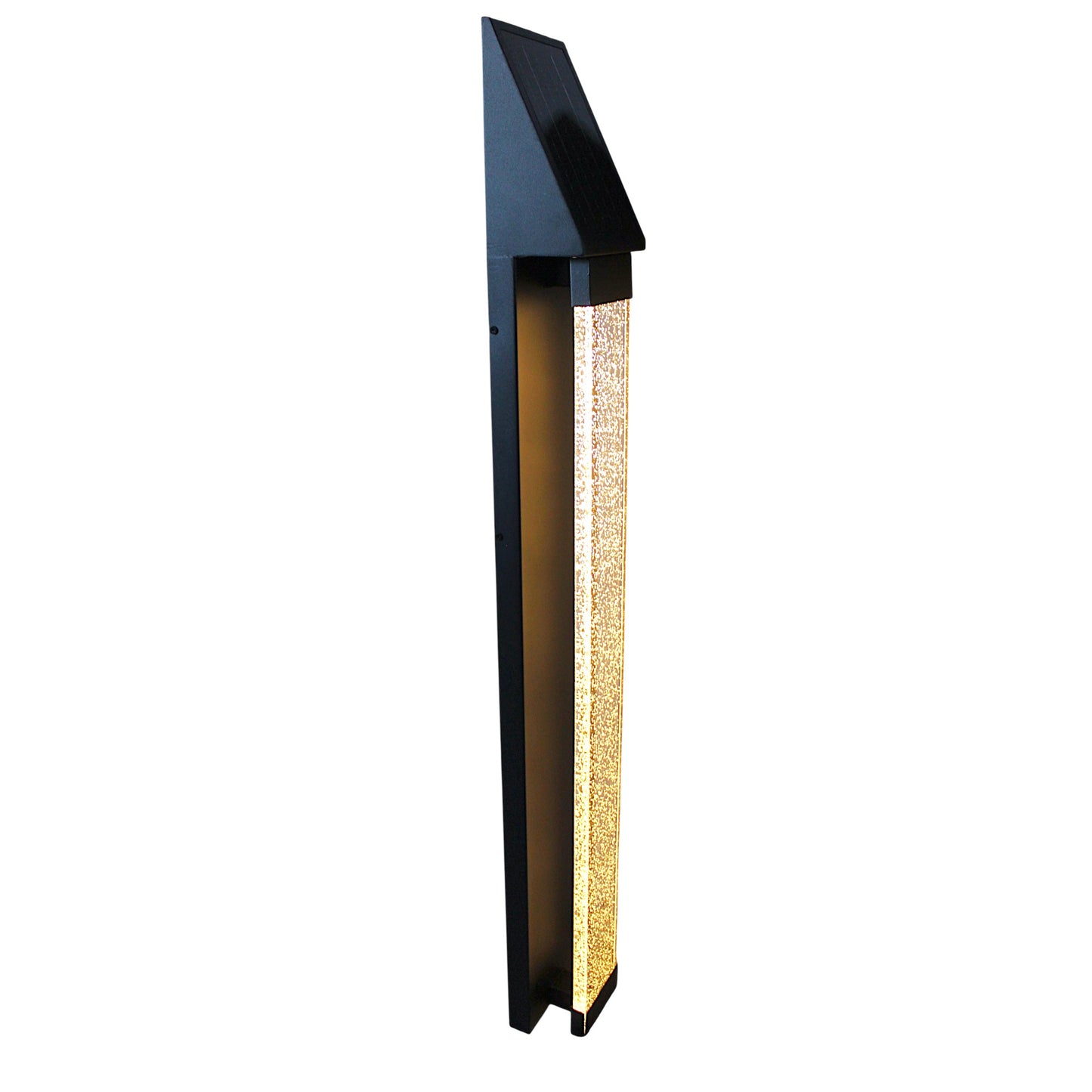 Solar Außenwandleuchte Edelstahl mit Acrylglas Luftblasen LED warmweiß, Solar Wandlampe mit Fernbedienung & Dämmerungssensor, moderne Außenbeleuchtung Garten Terrasse Hauswand