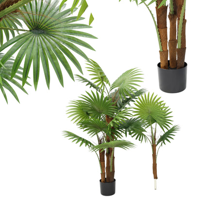 Künstlicher Palme 160 cm im Topf Fächerpalme Kunstpflanze groß Pflanze Dekoration Kunstbaum