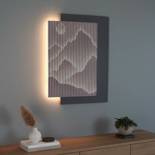 LED Wandbild mit indirekter Beleuchtung, modernes Wandbild mit Licht, USB, Fernbedienung, 60×80 cm WD005