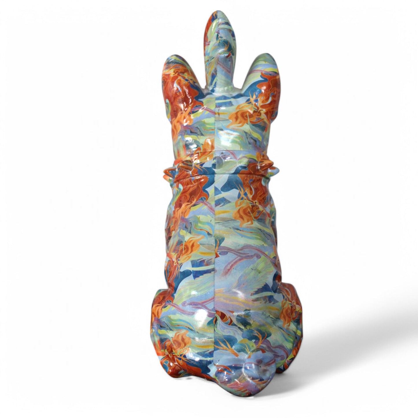 Bunte Bulldogge Dekofigur im Pop Art Design Moderne Hundeskulptur 32 cm Hoch