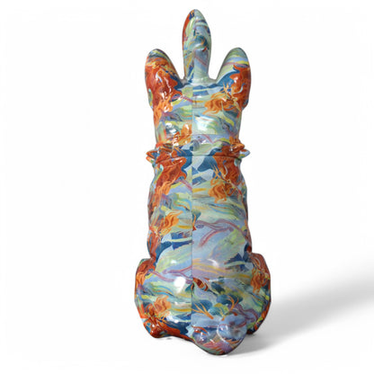 Bunte Bulldogge Dekofigur im Pop Art Design Moderne Hundeskulptur 32 cm Hoch
