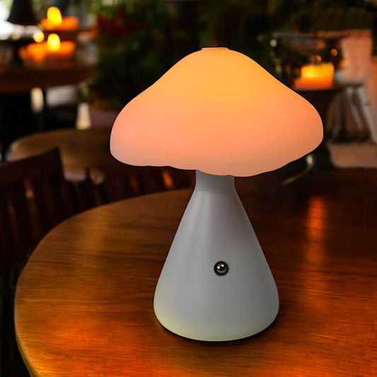 LED Akku Tischlampe kabellos Pilz Lampe 21 cm Tischleuchte Nachtlicht Touch Dimmbar PL601