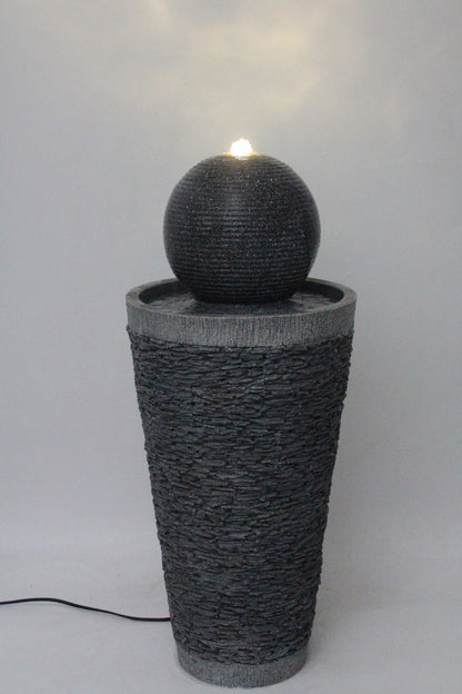 Gartenbrunnen BK910 Kugelbrunnen Steinoptik Springbrunnen 71 cm mit LED Beleuchtung Gartendeko