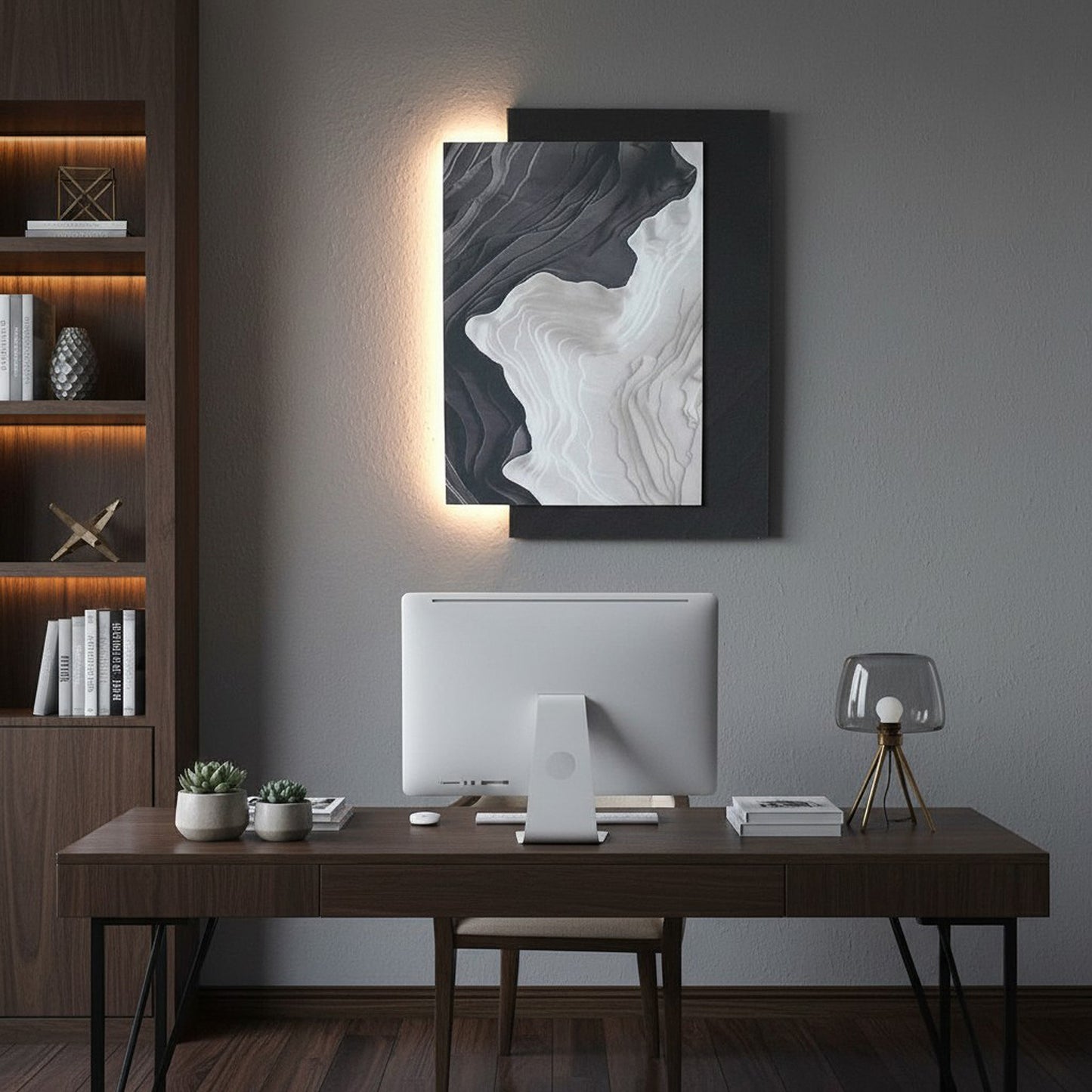 LED Wandbild mit indirekter Beleuchtung, modernes Wandbild mit Licht, USB, Fernbedienung, 60×80 cm WD007 Wandskulptur Wanddeko