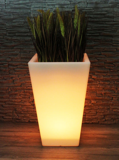 Großer LED Blumenkübel 69,5 x 45 cm beleuchtet RGB mit Fernbedienung Pflanzkübel modern Blumentopf Akku und Netzkabel Indoor § Outdoor