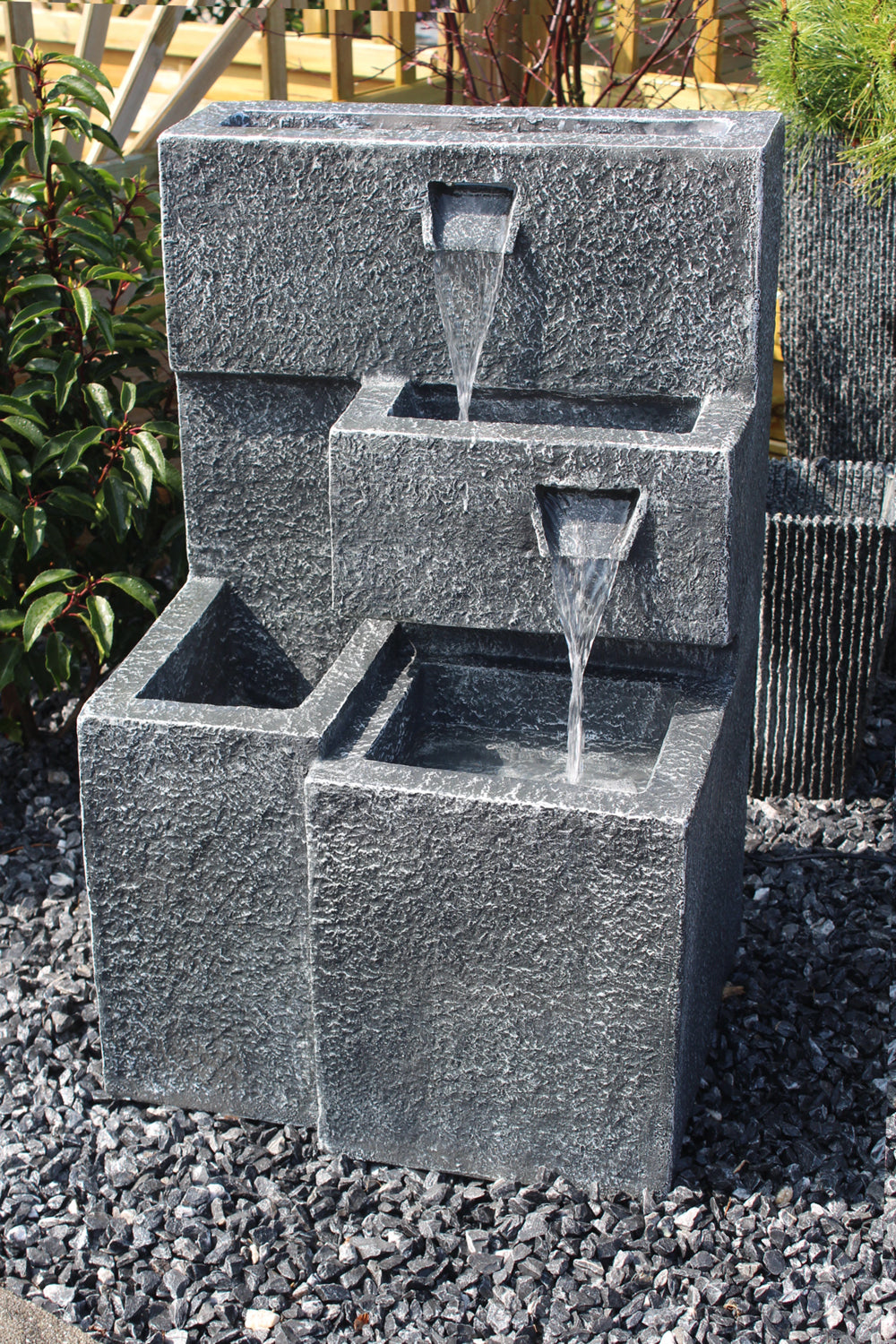 Springbrunnen "Grada" Bepflanzbar mit LED Beleuchtung, Wasserfall Gartenbrunnen Kaskade Terrassenbrunnen