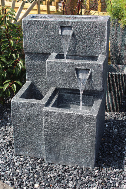 Springbrunnen "Grada" Bepflanzbar mit LED Beleuchtung, Wasserfall Gartenbrunnen Kaskade Terrassenbrunnen