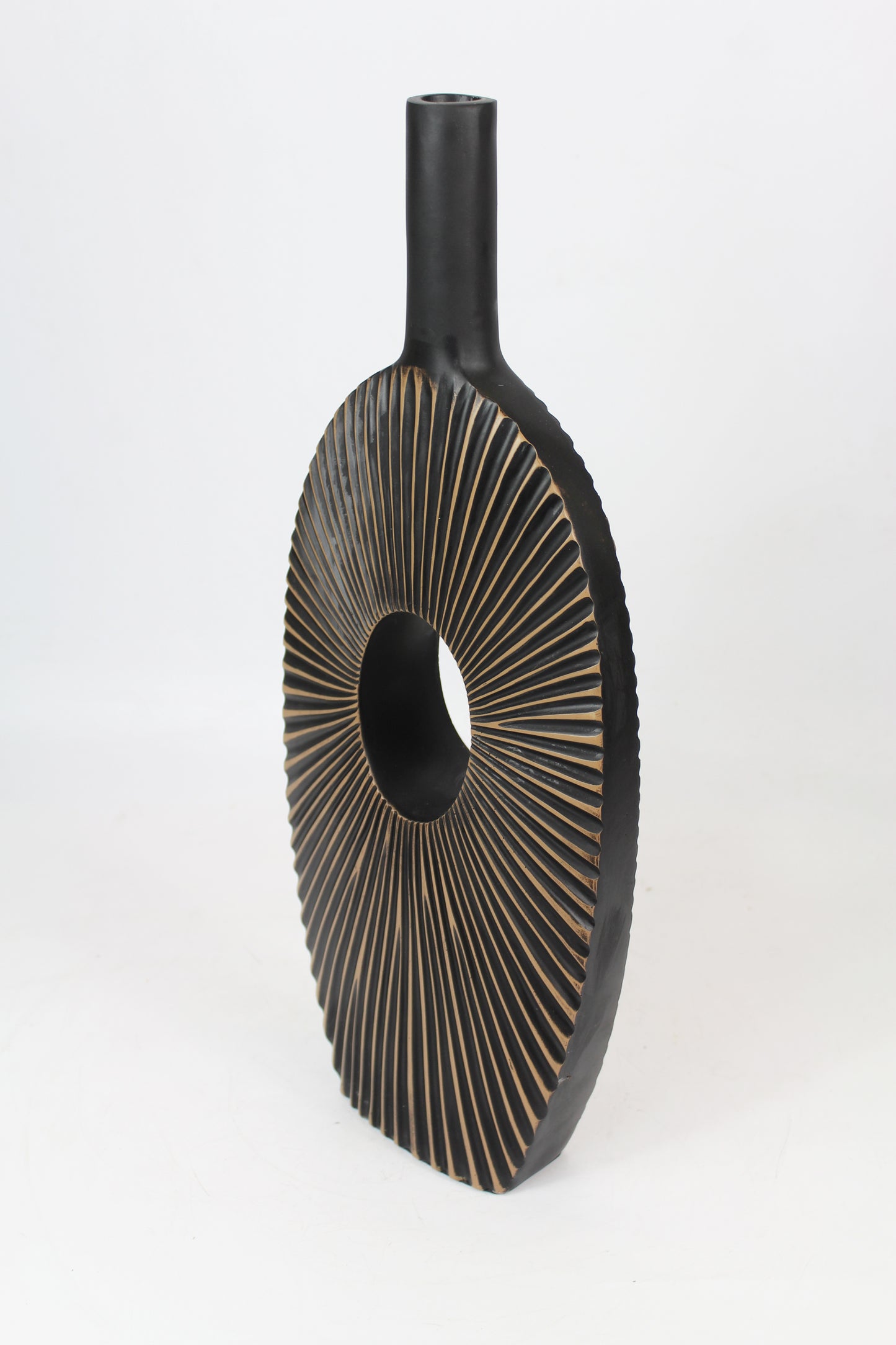 Dekovase geriffelt moderne Blumenvase braun dunkel