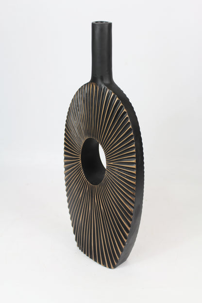 Dekovase geriffelt moderne Blumenvase braun dunkel