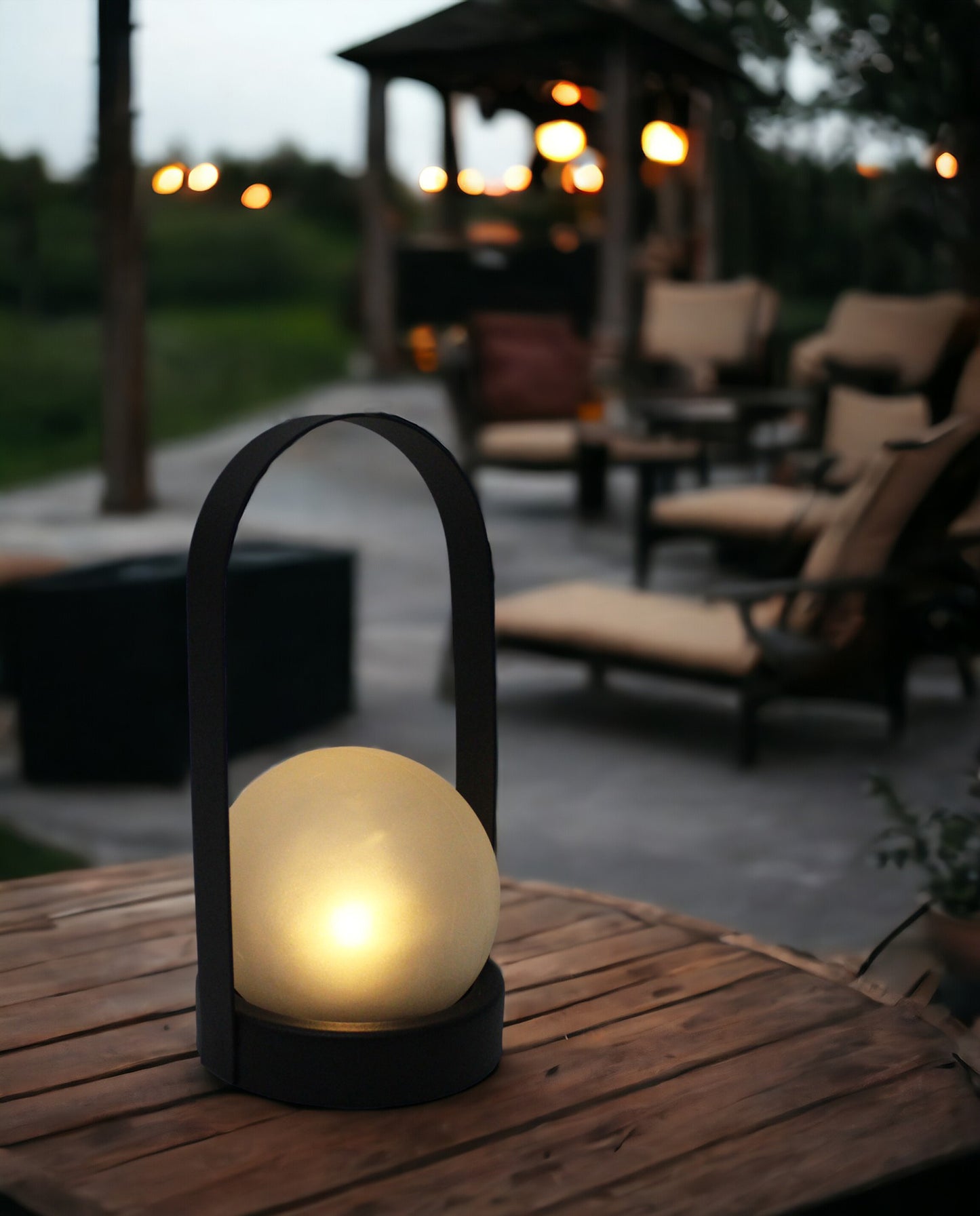 Solarleuchte Tischleuchte mit Glaskugel warmweiß Windlicht Dekoleuchte Solarlampe