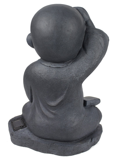 Solarleuchte Mönch Solarlampe Gartenfigur 41x30x24 cm Buddha mit Buch