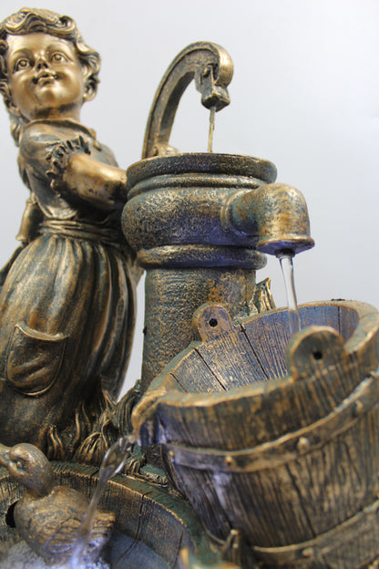 Gartenbrunnen Heidi mit Gänse Springbrunnen Brunnen