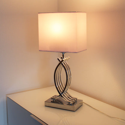 Tischlampe Chrom Design Tischleuchte 50 cm Nachttischlampe