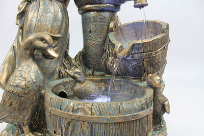 Gartenbrunnen Heidi mit Gänse Springbrunnen Brunnen