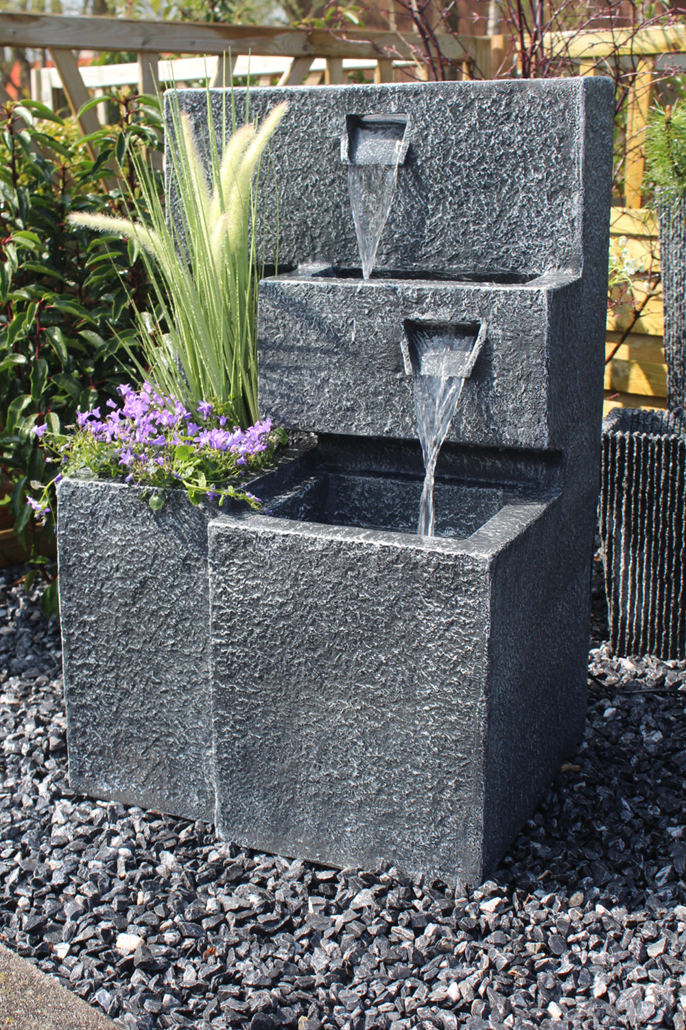 Springbrunnen "Grada" Bepflanzbar mit LED Beleuchtung, Wasserfall Gartenbrunnen Kaskade Terrassenbrunnen