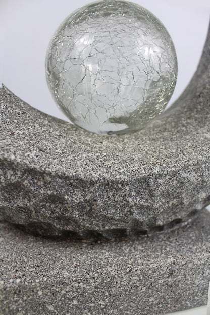 Solarleuchte Skulptur Granit-Optik moderne Solarlampe 33,5 x 39 cm