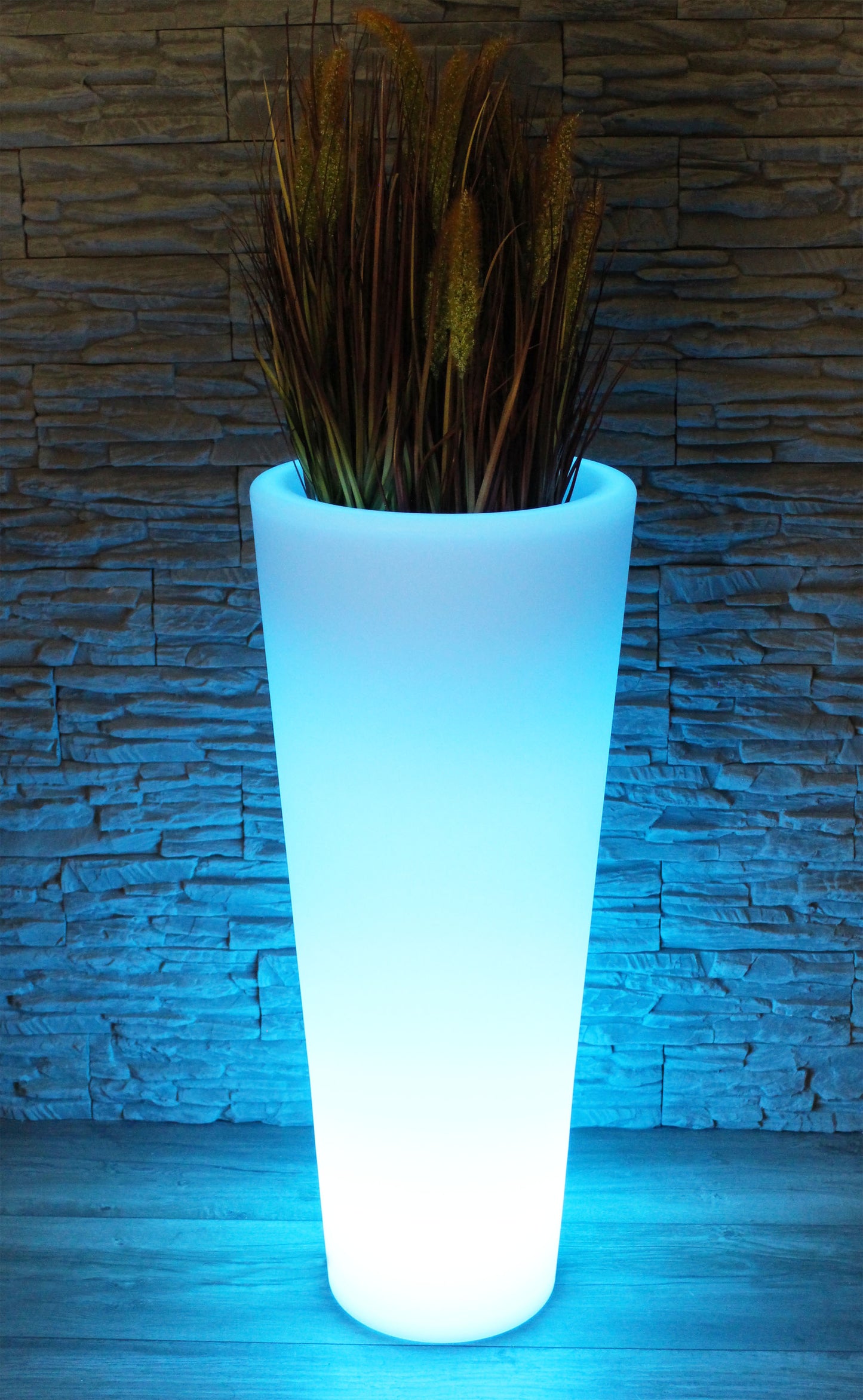 Moderner beleuchteter Blumenkübel 90x37 cm Pflanzgefäß Blumentopf LED RGB mit Akku und Netzteil
