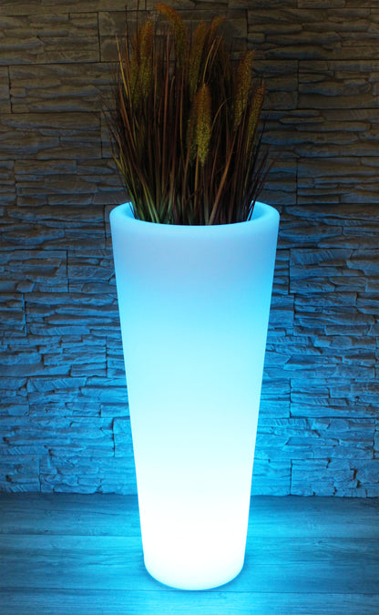 Moderner beleuchteter Blumenkübel 90x37 cm Pflanzgefäß Blumentopf LED RGB mit Akku und Netzteil